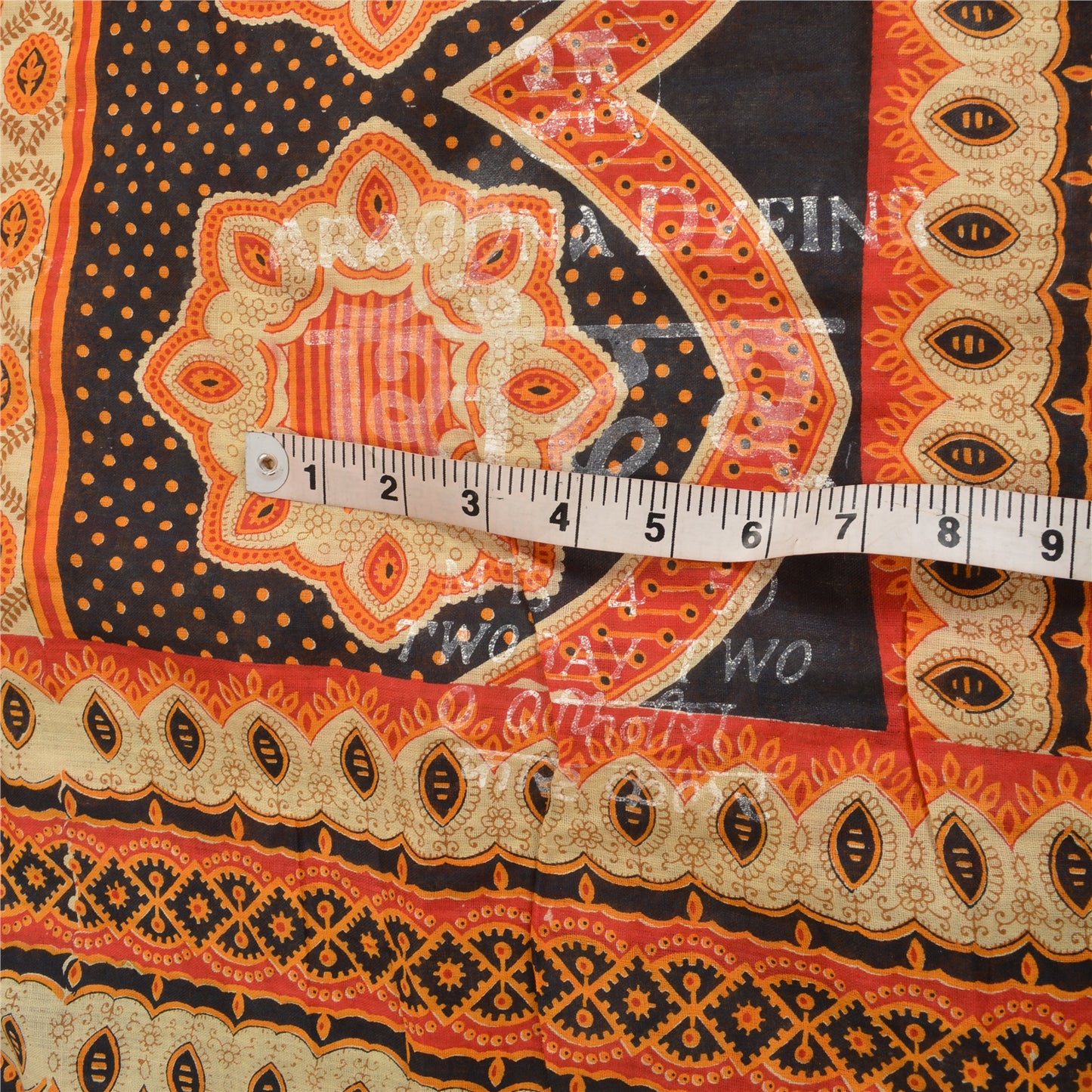 Sanskriti Vintage Sarees Orange Indian Pure Cotton Printed Sari 5yd Craft Sustainable Fabric