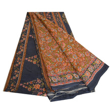 Load image into Gallery viewer, Sanskriti Vintage Sarees Indian Brown Pure Cotton Printed Sari Soft Craft Fabric
