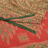 Sanskriti Vintage Sarees Cream Ikat Printed Indian Pure Cotton Sari Craft Sustainable Fabric