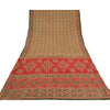 Sanskriti Vintage Sarees Cream Ikat Printed Indian Pure Cotton Sari Craft Sustainable Fabric