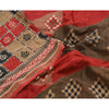 Sanskriti Vintage Sarees Red Ikat Printed Indian Pure Cotton Sari Craft Sustainable Fabric
