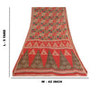 Sanskriti Vintage Sarees Red Ikat Printed Indian Pure Cotton Sari Craft Sustainable Fabric