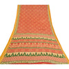 Sanskriti Vintage Sarees Red 100% Pure Cotton Printed Sari 5yd Soft Craft Sustainable Fabric