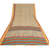 Sanskriti Vintage Sarees Cream Kantha Printed Pure Cotton Sari Soft Craft Sustainable Fabric