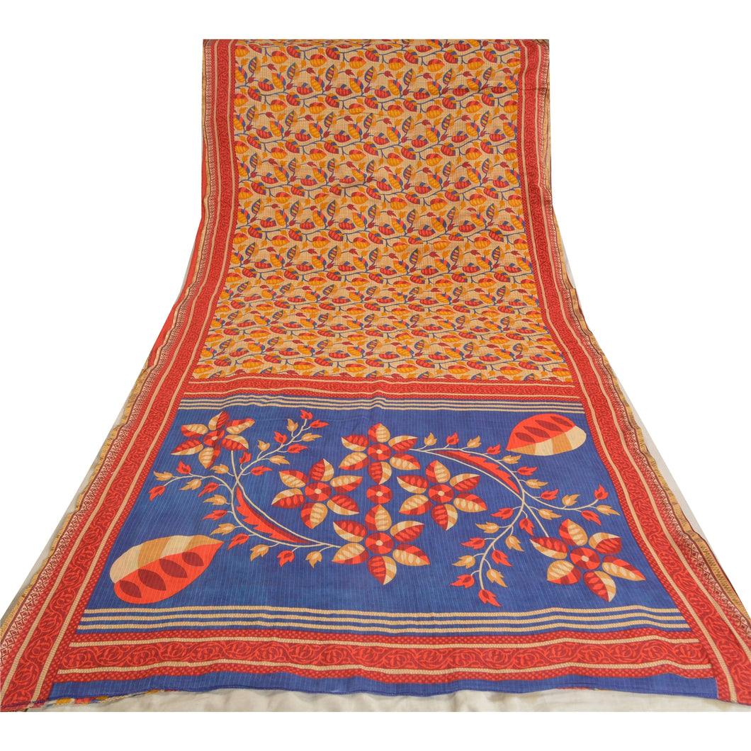 Sanskriti Vintage Sarees Multicolor 100% Pure Cotton Printed Sari Craft Fabric