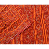 Sanskriti Vintage Sarees Red Bandhani Printed Pure Cotton Sari Soft Craft Fabric