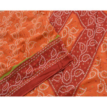 Load image into Gallery viewer, Sanskriti Vintage Sarees Orange/Red Bandhani Print Pure Cotton Sari Craft Fabric
