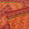 Sanskriti Vintage Sarees Orange/Red Bandhani Print Pure Cotton Sari Craft Sustainable Fabric