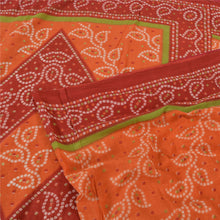 Load image into Gallery viewer, Sanskriti Vintage Sarees Orange/Red Bandhani Print Pure Cotton Sari Craft Fabric
