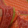 Sanskriti Vintage Sarees Orange/Red Bandhani Print Pure Cotton Sari Craft Sustainable Fabric