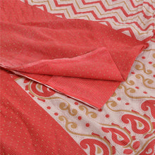 Load image into Gallery viewer, Sanskriti Vintage Sarees Red/Ivory Paisley Printed Pure Cotton Sari Craft Fabric
