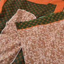 Load image into Gallery viewer, Sanskriti Vintage Sarees Shades of Brown Pure Cotton Printed Sari Craft Fabric

