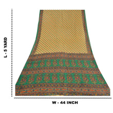 Load image into Gallery viewer, Sanskriti Vintage Sarees Indian Beige 100% Pure Cotton Printed Sari Craft Fabric
