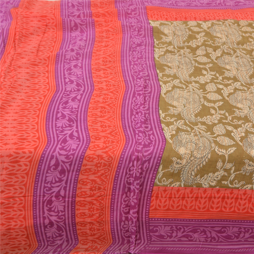 Sanskriti Vintage Sarees Hand Block Kalamkari Printed Pure Cotton Sari Fabric