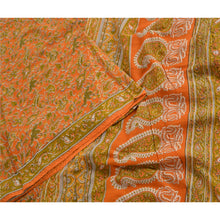 Load image into Gallery viewer, Sanskriti Vintage Sarees Orange/Green Kalamkari Pure Cotton Sari Craft Fabric
