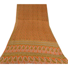 Load image into Gallery viewer, Sanskriti Vintage Sarees Orange/Green Kalamkari Pure Cotton Sari Craft Fabric
