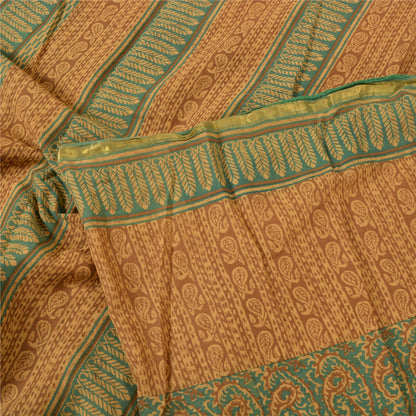 Санскритские винтажные зеленые индийские сари из чистого хлопка с принтом сари из мягкой устойчивой ткани