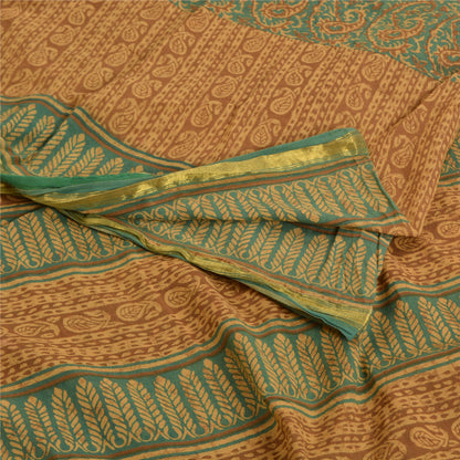 Санскритские винтажные зеленые индийские сари из чистого хлопка с принтом сари из мягкой устойчивой ткани