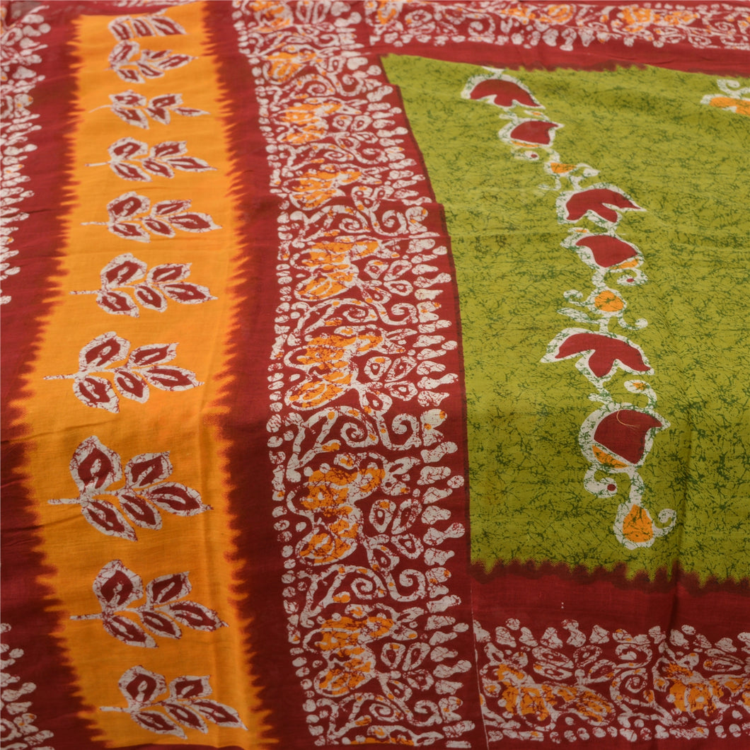 Sanskriti Vintage Multi Color Sarees Pure Cotton Batik Printed Sari Craft Fabric