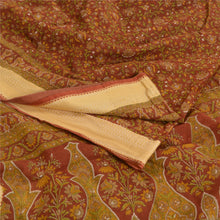 Load image into Gallery viewer, Sanskriti Vintage Sarees From India Brown Pure Cotton Printed Sari Craft Fabric
