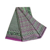Sanskriti Vintage Sarees Purple & Green Pure Cotton Printed Sari Craft Sustainable Fabric
