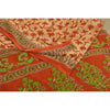 Sanskriti Vintage Sarees Cream & Red Printed Pure Cotton Sari Soft Craft Sustainable Fabric