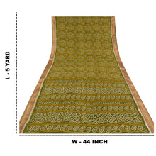 Load image into Gallery viewer, Sanskriti Vintage Sarees Green Bandhani Printed Pure Cotton Sari Craft Fabric
