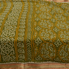 Load image into Gallery viewer, Sanskriti Vintage Sarees Green Bandhani Printed Pure Cotton Sari Craft Fabric
