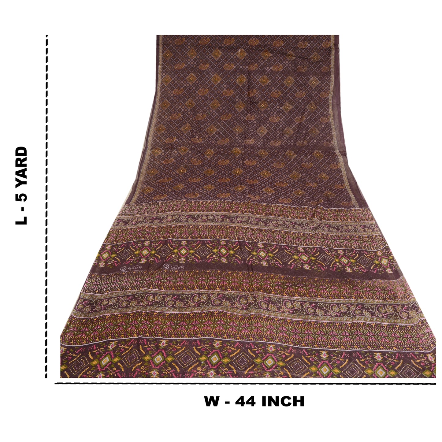 Sanskriti Vintage Sarees Purple Bandhani Patola Print Pure Cotton Sari Sustainable Fabric