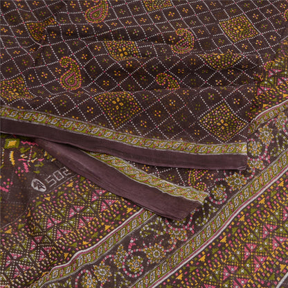 Sanskriti Vintage Sarees Purple Bandhani Patola Print Pure Cotton Sari Sustainable Fabric