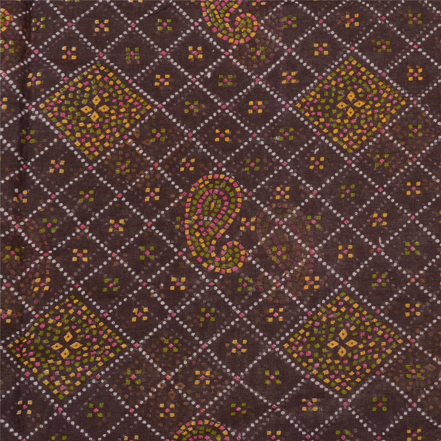 Sanskriti Vintage Sarees Purple Bandhani Patola Print Pure Cotton Sari Sustainable Fabric