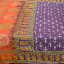 Load image into Gallery viewer, Sanskriti Vintage Sarees Purple/Orange Hand Block Print Blend Silk Sari Fabric
