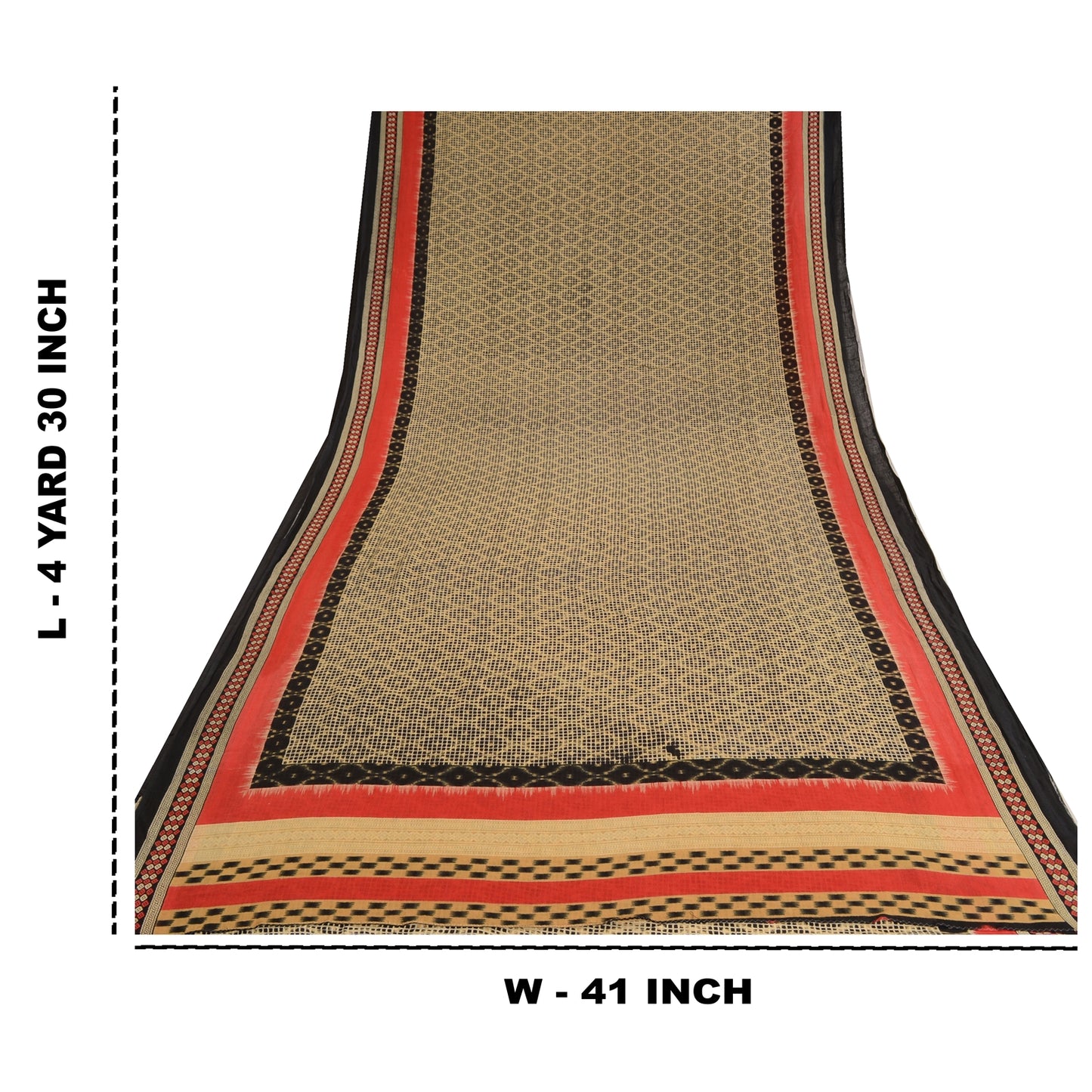 Sanskriti Vintage Sarees Black Sambhalpuri Ikat Printed Pure Cotton Sari Sustainable Fabric