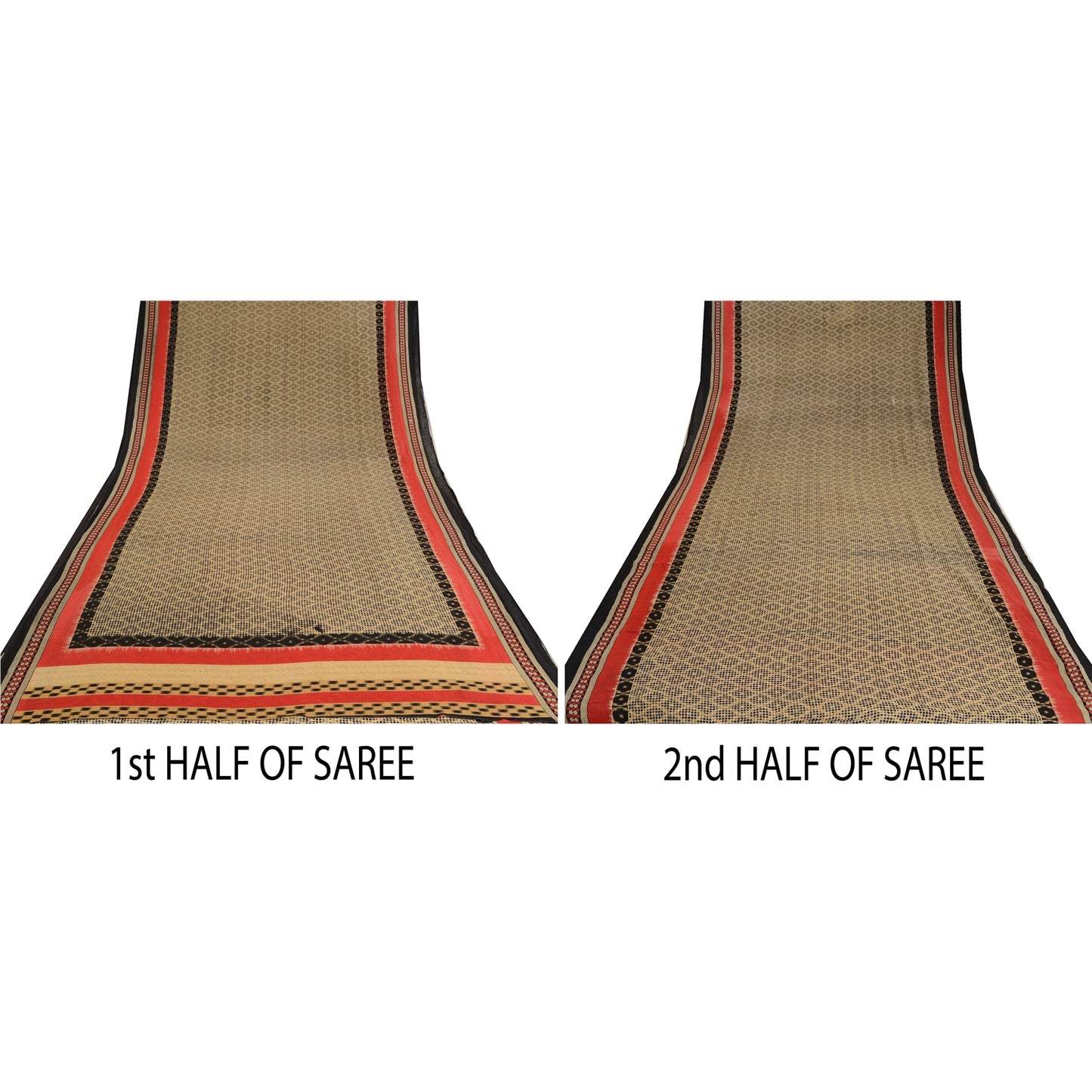 Sanskriti Vintage Sarees Black Sambhalpuri Ikat Printed Pure Cotton Sari Sustainable Fabric