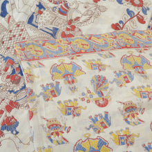 Load image into Gallery viewer, Sanskriti Vintage Sarees Ivory HandBlock Kalamkari Print Pure Cotton Sari Fabric
