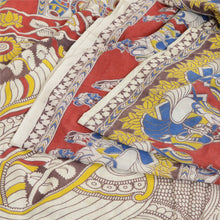 Load image into Gallery viewer, Sanskriti Vintage Ivory Sarees Pure Cotton Handmade Kalamkari Sari Craft Fabric
