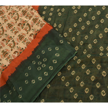 Load image into Gallery viewer, Sanskriti Vintage Sarees Green/Cream Pure Cotton Bandhani Printed Sari Fabric
