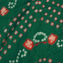 Load image into Gallery viewer, Sanskriti Vintage Sarees Green/Orange Bandhani Printed Pure Cotton Sari Fabric
