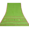 Sanskriti Vintage Sarees Green Tant Hand-Woven Pure Cotton Sari 5yd Craft Sustainable Fabric