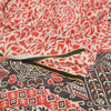 Sanskriti Vintage Sarees Ivory/Red Printed 100% Pure Cotton Sari Craft Sustainable Fabric