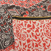 Sanskriti Vintage Sarees Ivory/Red Printed 100% Pure Cotton Sari Craft Sustainable Fabric