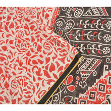 Load image into Gallery viewer, Sanskriti Vintage Sarees Ivory/Red Printed 100% Pure Cotton Sari Craft Fabric
