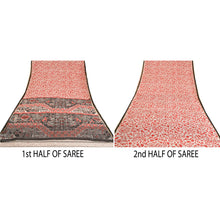 Load image into Gallery viewer, Sanskriti Vintage Sarees Ivory/Red Printed 100% Pure Cotton Sari Craft Fabric
