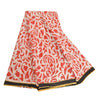 Sanskriti Vintage Sarees Ivory/Red Printed 100% Pure Cotton Sari Craft Sustainable Fabric
