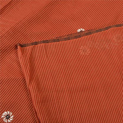 Sanskriti Vintage Sarees Orange Embroidered Pure Cotton Sari Woven Craft Sustainable Fabric