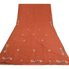 Sanskriti Vintage Sarees Orange Embroidered Pure Cotton Sari Woven Craft Sustainable Fabric