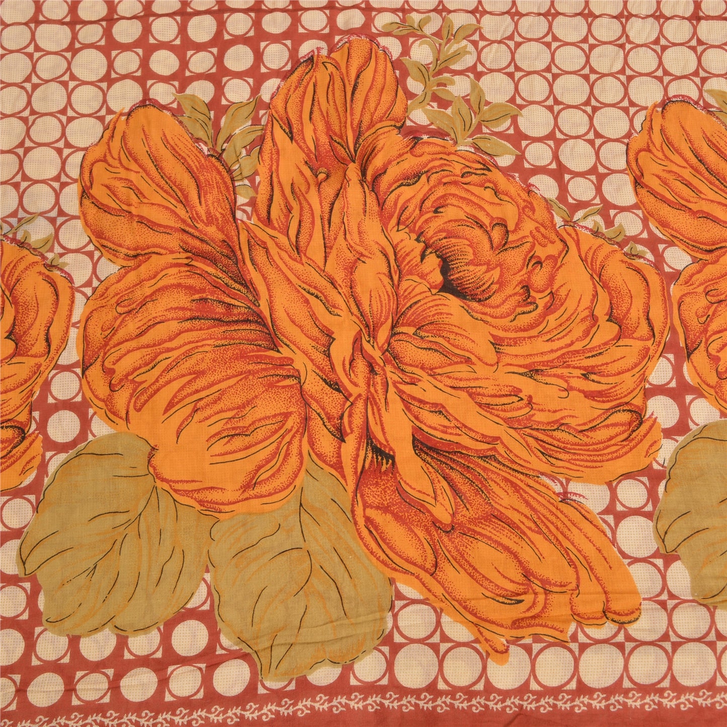 Sanskriti Vintage Sarees Dark Red Printed Pure Cotton Sari Soft 5yd Craft Sustainable Fabric