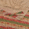 Sanskriti Vintage Sarees Indian Cream Printed Pure Cotton Sari 5yd Craft Sustainable Fabric