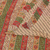 Sanskriti Vintage Sarees Indian Cream Printed Pure Cotton Sari 5yd Craft Sustainable Fabric