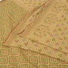 Sanskriti Vintage Sarees Indian Beige Printed Pure Cotton Sari 5yd Craft Sustainable Fabric